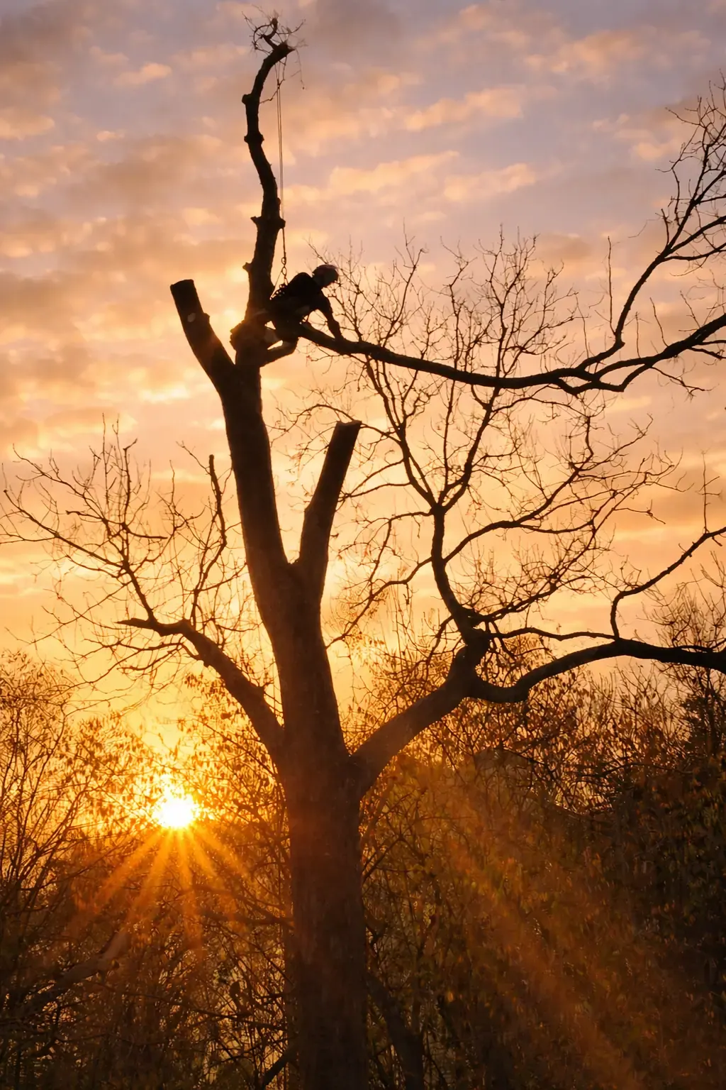 Abattage par démontage d'un frêne